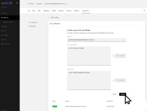 Paste CloudFlare CRT & Key here