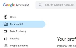 Personal Info Menu