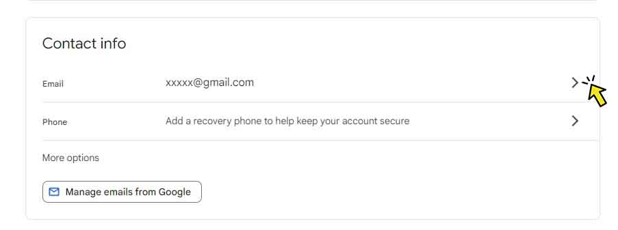 Scroll down to Contact Info